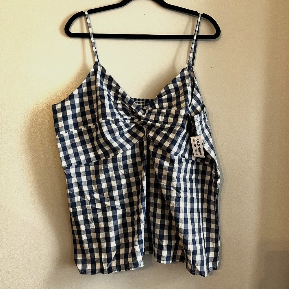 NWT Blue and White Gingham Tank Top | Old Navy
